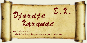 Đorđe Karanac vizit kartica
